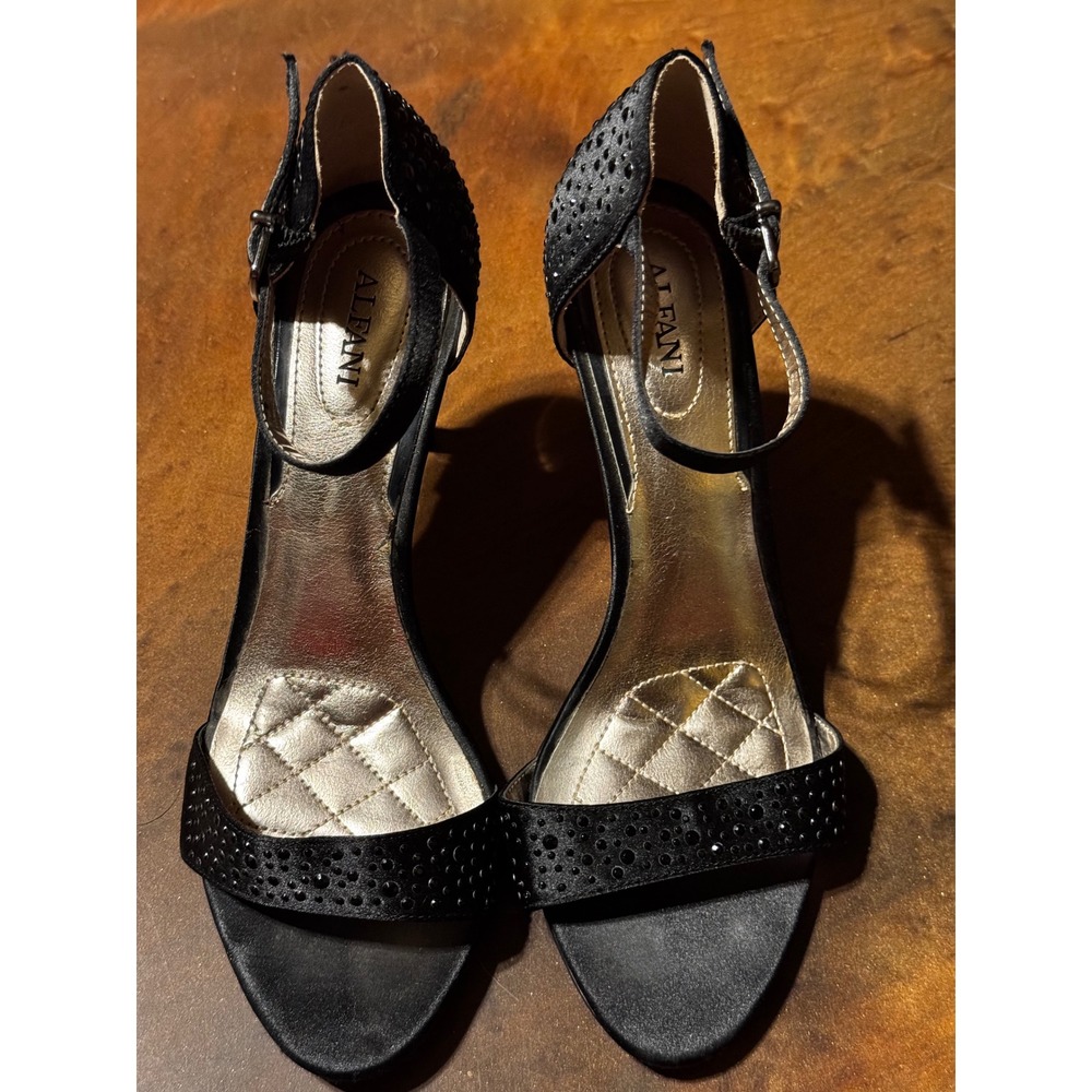 Alfani Black Embellished Ankle Strap Heels‎ Evening Party Shoes Size 6.5M
